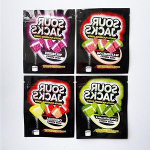 Sour Jacks Sacos de Embalagem Doces 600mg Original Maçã Verde Melancia Wildberry Sour Cunhas Power Mylar Resealable Comestíveis Pacote Vazio Hwow