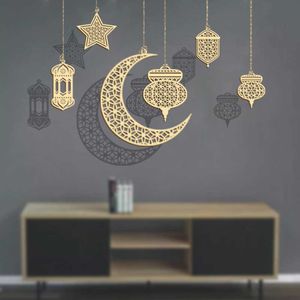 Novelty Items Wooden Eid Mubarak Hanging Pendant Ornament Ramadan Kareem Gifts Islam Muslim Home Decoration DIY Craft Party Supplies 2023 new Z0411