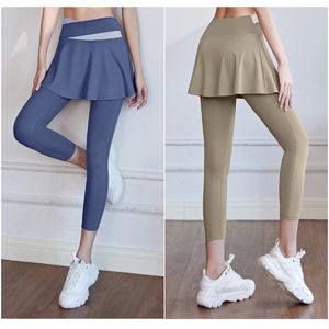 JYMD035 Sportswear Womens Yoga Outfit Running Slim Leggings Pant Exercise Adult High Waist Tights Fitness Wear Girls Elastic Skinny Gym Patched Pant Skirt