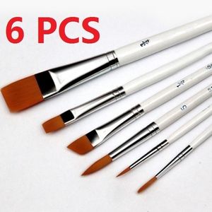 Andra kontorsskolan levererar 6st Professional Paint Brush Set Acryl Oil Watercolor Artist Supplies High Quality White Stick Nylon 230410