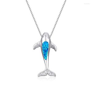 Pendant Necklaces Blue White Opal Stone Charm Necklace Cute Animal Whale Boho Gold Silver Color Chain For Women Jewelry