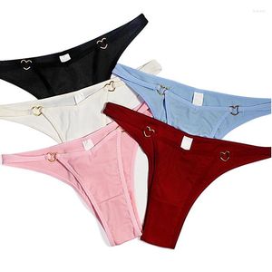 Women's Panties Rib Breathable String Femme Sexy Underwear Solid Color Metal Heart Hollow Out Slips Thong Fashion 2023 Mutande Donna