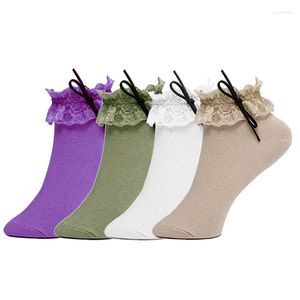 Women Socks Vintage Lace Ruffle Fashion Cute Princess Frilly Cotton Girls Party Dress Ankle Sock For Ballet Dancing Performance