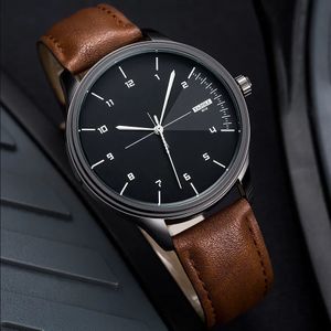 Kvinnors klockor Yazol Top Brand Watch for Men Leather Quartz armbandsur Mäns Casual Sports Wrist Montre Homme