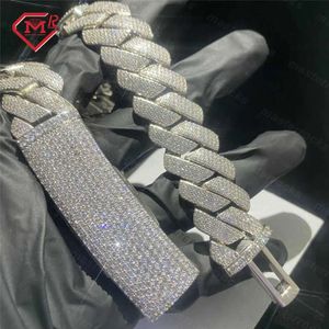 necklace moissanite chain Custom 20mm Width 4 Rows Miami Cuban Link Bling Real S925 Heavy Hip Hop Chain Vvs Moissanite Chain Cuban