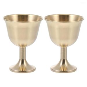 Vingglasögon 2st mässing Chalice Cup Goblet Drinking Beverage Tumbler Cups Lamp Holder Metal Liquor for Party Home232U