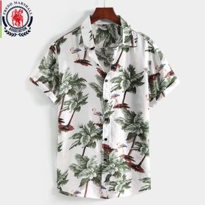 Camicie casual da uomo FREDD MARSHALL Camicia stampata con albero di cocco moda Uomo Summer Beach Manica corta Camicie hawaiane traspiranti casual 5107 230410