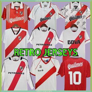 River Plaka Retro Futbol Formaları 95 96 1995 1996 Caniggia Salas Crespo Francescoli D.trezeguet Vintage Futbol Camiseta Klasik Gömlek Kiti 97 98 09 10 River Plaka