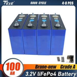 3.2V 100AH Lifepo4 Batterie 4-8PCS Nagelneu Klasse A 6000 Deep Cycle 12V 24V für RV EV Boote Golfwagen Home Solarspeichersystem