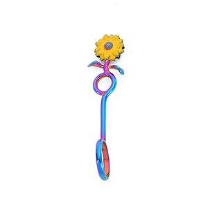 Latest Smoking Portable Colorful Sunflower Decorate Bracket Clip Support Dry Herb Tobacco Preroll Cigarette Cigar Tips Finger Ring Fixed Holder Clamp Tongs