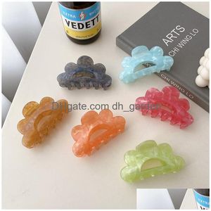 Hair Clips & Barrettes 2022 Spring Colorf Hollow Out Cloud Designs Acrylic Grip Ponytail Clip Hair Claws Hairwear Accessorie Dhgarden Dhoah