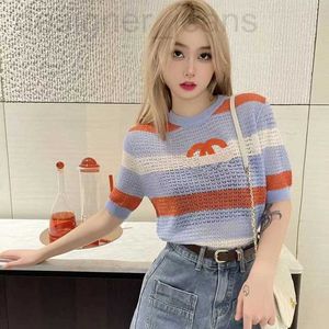 Mulheres Knits Tees Designer New Womens Camiseta High-End Translúcido Lace Sexy Mulheres Top Manga Longa Cores Curtas Moda Luxo EDZY