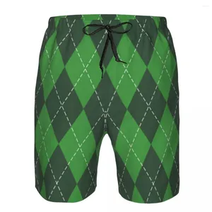 Herren-Shorts, Badeanzug, Strand, schnell trocknende Badehose für Männer, St. Patricks Day, Argyle-Karomuster, Badebekleidung, Slips, Board, schnell trocknende Strandbekleidung