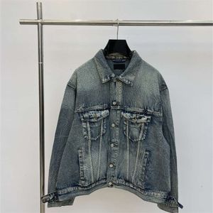 Top 10A correct Version paris b Family Full Diamond Denim Jacket Handmade Hot Os Version Unisex Style Stylish textured denim jacket