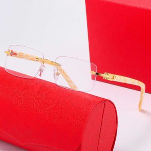 Designer-Sonnenbrille für Herren, Damen, Büffelhorn, randlos, Brillengestell aus Holz, rahmenlos, quadratisch, Sonnenbrille, Herren, optische Kurzsichtigkeit, klares Brillenglas