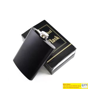 Matt Black 6oz 8oz Liquor Hip Flask Skruvkapslar Toinless Steel Wine Pot Russian Portable Wine Potlaser Welding Personaliserad logotyp GRATIS