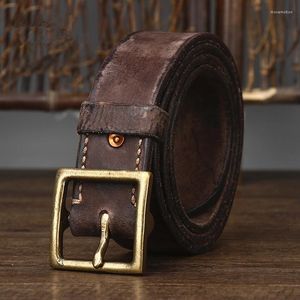 Belts Top Style Firm And Durable Man's Belt Washed Tanned Vegetable Genuine Leather Retro Handmade Luxury Thickening Widened 4.2cm Men