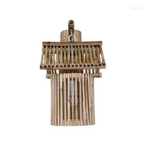 Lâmpada de parede estilo vintage tecido sconce luz e27 rústico montado em bambu decorativo para restaurante de festa de aniversário