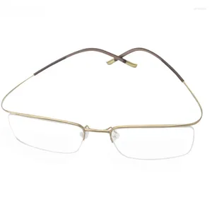 Solglasögonramar Titanium Eyewear Men's Eyebrow Semi-ramlösa Ultralight 6G Glasögon Frame Myopia Hyperopia Progressive Men Optical
