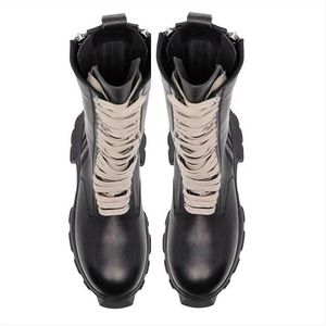 Black Man Motorcycle Boot Genuine Leather Male Mid Heel High Boots Lace Up Men Outdoor Boot