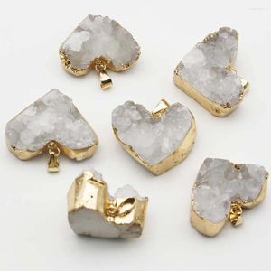 Pendant Necklaces Brand Quality Natural Raw Ore White Crystal Heart Pendants Fashion Reiki Charms Necklace Jewelry Accessories Wholesale