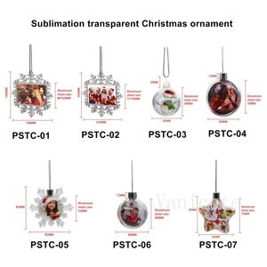 Süblimasyon Boşlukları Noel Süslemeleri Akrilik Kar Tanesi Topu DIY Noel Tree Serhaneler Isı Transferi Şeffaf Plastik Noel Süsleme T9I002488