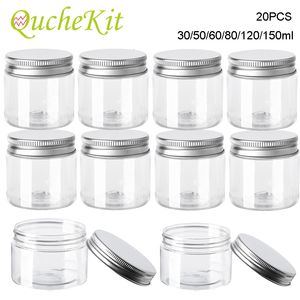 Food Jars Canisters 20Pcs 30506080120150ml Storage Jars With Lids Aluminum Round Canister Empty Plastic Cosmetic Jars Food Travel Bottle Pot 230410