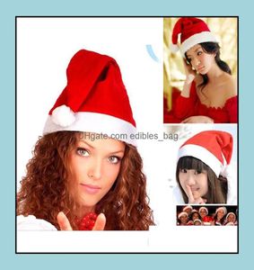 Party Hats Festive Supplies Home Garden Factory 1500Pcs Red Santa Claus Hat Tra Soft Plush Christmas Cosplay Ch Dhwuw9340380