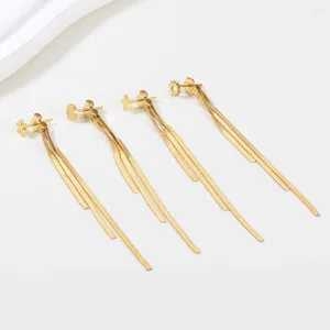 Dangle brincos de corrente longa borla gota para mulheres estrela flor sol orelha parafuso prisioneiro piercing feminino elegante acessórios aço inoxidável jóias