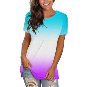 Women's T Shirts Womens Loose Fit Tshirts Short Sleeve Summer Tops Casual Workout Yoga Tunic Gradient Tall Long For Women