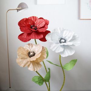 Dekoracyjne kwiaty gigantyczne proszek Poppy sztuczny kwiat do dekoracji ślubnej aranżacja symulacji