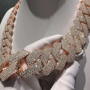 Halsband Moissanite Chain Cuban Link Armband Designer Jewelry Rose Gold 20mm Bredd 3 Rad Hop Hip Jewelry Iced Out Moissanite Chain Designer Gift Jewelery Chains