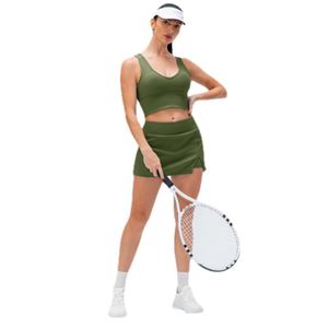 LU LU LEMONS Vest Tennis Skirt Yoga High Bounce Sports Quick Dry Fiess Culottes