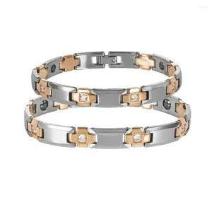 リンクブレスレットIkuinen Anti-scratch Tungsten Carbide Bracelet Men Gold-Color Magnetic Hematiteカップルの女性のためのジュエリー