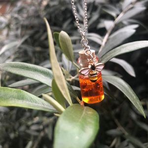 Chains Small Honey Bottle And Bee Charm Necklace Witch Jewelry Unique Personalized Female