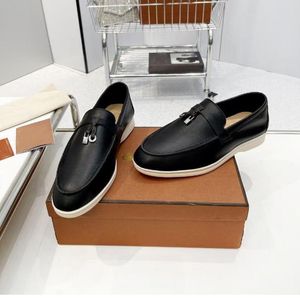 Herrklänningskor designer loafers sommar casual skor platt klackar glid på läder mockor kvinnor loafer med lådan