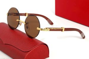 Luxus-Herren-Designer-Sonnenbrille für Frauen Brillenfassungen mit Pantherköpfen Metallrahmenlose runde Sonnenbrillenform für Männer und Frauen aus Glas