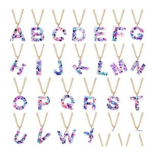 26 Letters Pendant Necklaces Charm Mticolor English Alphabet Necklace Women Fashion Clavicle Chain Jewelry Gift Drop Delivery Dhbmt