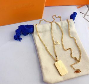 Top Quality 18K Gold Plated Pendant Necklace High End Designer Brand Letter Geometry Square Tassel Necklaces Clavicular Chain Women Wedding Jewelry Accessories