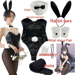 Sexig uppsättning Sakurajima mai cosplay costume för flickor halloween kvinnor svart jumpsuit rascal drömmer inte om bunny girl senpai cos 230411