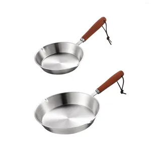 Pans Kitchen Stainless Steel Fry Pan With Dual Spout Long Handle Steak Grilling Butter Warmer Skillet For Rvs Travel