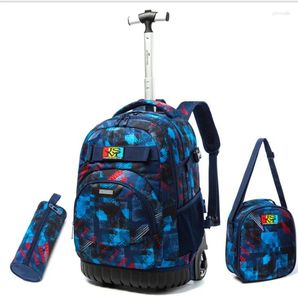 School Bags Bag With Wheels Travel Trolley For Kids Rolling Backpack Boys Sets