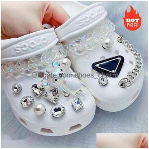 Shoe Parts Accessories Trendy Retro Rhinestone Croc Designer Diy Quality Women Shoes Charms For Jibz Animal Chain Clogs Buckle Kid Dh8Nk