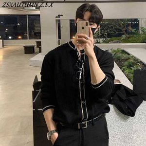 Men's Hoodies Sweatshirts 2023 Men Luxury Knitted Cardigan Sweater Solid Color Long Sleeve Casual Streetwear Patchwork Buttons Down O Neck Vintage Coat YQ231111