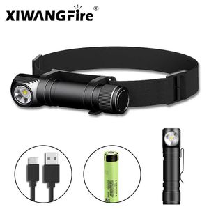 Head lamps SST20 LED Headlamp Aluminum Alloy Ip66 Waterproof Detachable 18650 USB Rechargeable Flashlight with Power Indicator Magnet Tail P230411