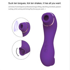 Gun Toys USB Magnetic Charging Vibrator Sucking 10 Frequency Tongue Licking Small Sea Lion Dual-use Mini Female Vibrator Massage Sexy Underwear Penis