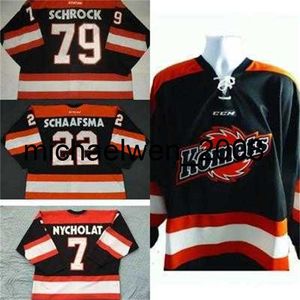 Weng Mens Mulheres Crianças Personalize ECHL Fort Wayne Komets 79 Kayleigh Schrock 22 Jamie Schaafsma 100% Bordado Barato Hóquei Jerseys Goalit Cut