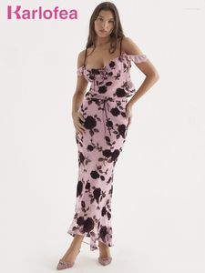Lässige Kleider Karlofea in schönem sexy Mesh-Print 2-teiliges Kleid setzt Sommerparty-Rave-Outfits Kleidung schicke und elegante Frau 2023