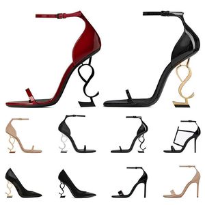 2023 Yüksek Topuklu Kadınlar Elbise Ayakkabı Tasarımcıları Patent Deri Süet Lüks Altın Ton Üçlü Kırmızı Kadın Lady Açık Ayak Ayak Tepe Sandalet Parti Düğün Ofisi Pompalar Boyut 35-42