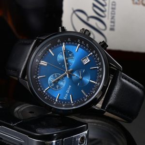 Män lyxig designer Automatisk kvarts Mens Auto Versatility Chronograph Watch Movement Leather Band 6 Hands Watches X8